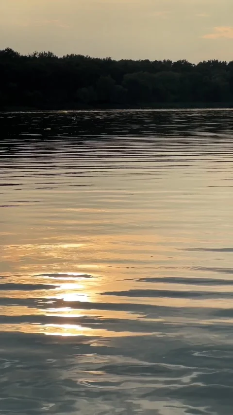 View of sunset above the lake Stock Footage 251864072