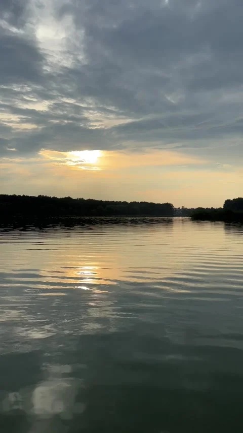 View of sunset above the lake Stock Footage 251864120