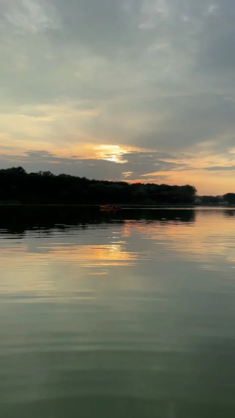 View of sunset above the lake Stock-Footage 261014633