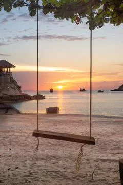 The view of sunset and swing Foto stock