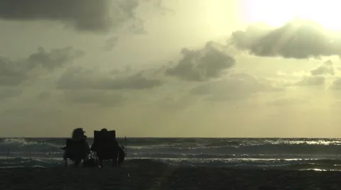 View of the sunset from the beach in Tel Aviv Stock Footage 59842877