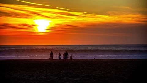View of sunset at the beach in United States. Video stock 341454789