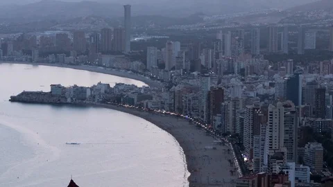 View of Sunset in Benidorm city Video stock 129559988