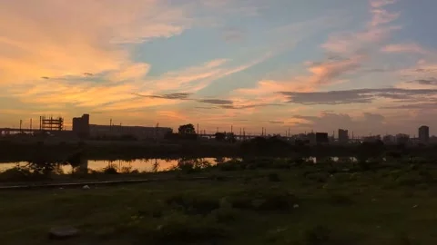 View of the sunset from a car ride Stock Footage 203927798
