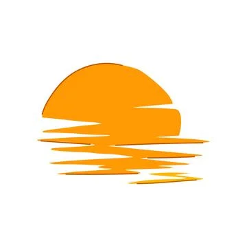 View sunset cartoon vector illustration Illustrazione stock