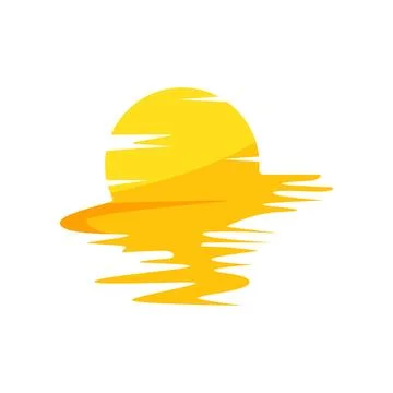 View sunset cartoon vector illustration Illustrazione stock