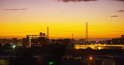 View at sunset from East LA sixth street bridge, Los Angeles, California Stock Footage 81550726