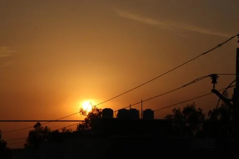 View of sunset in evening Stock Photos