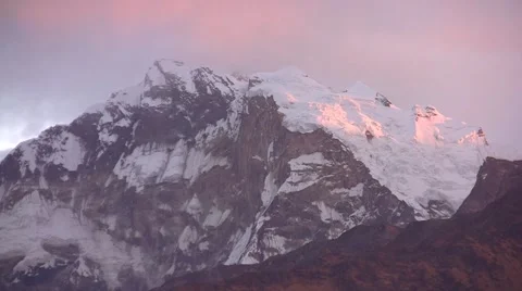 View of the sunset in himalayas mountains Stock Footage 43742268