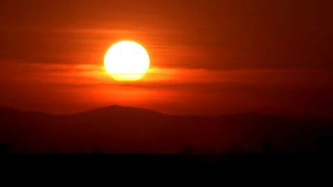 View of sunset light spectacular timelapse sun silhouette go down nightfall day Stock Footage 81975070