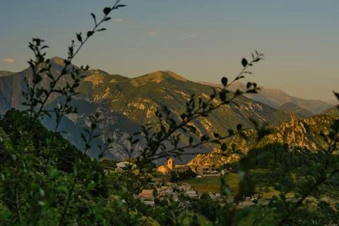 View of the sunset in the mountains 스톡 사진