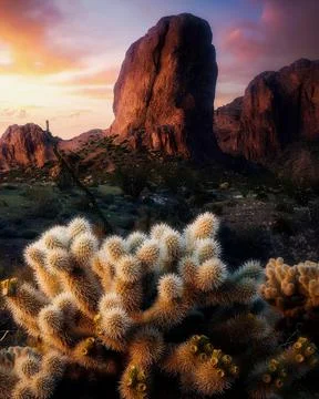 View of sunset in the mountains Stock Photos