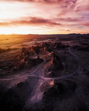 View of sunset in the mountains Stock Photos