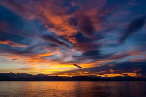 View of sunset from Nafplio, Greece Stock Photos
