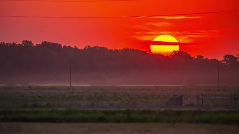 View of sunset over the fields in Riga, Latvia. Видео 341454554