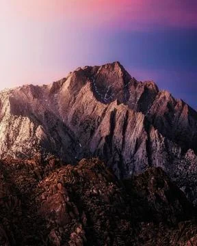 View of sunset over the mountains Stock Photos