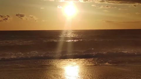 View of sunset over the sea water.  Stock Footage 195936185
