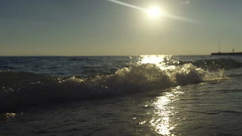 View of sunset over the sea water Video stock 212935778