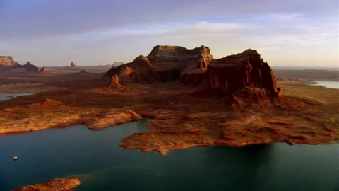 View of sunset over South Rim of Grand Canyon landscape usa panorama National Stock Footage 336577296