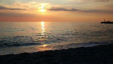 View of sunset on sea Stock Footage 82381769