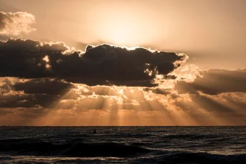 View of sunset on the sea Stock Photos