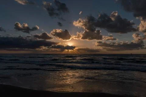 View of sunset on the sea Stock Photos