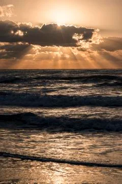 View of sunset on the sea Stock Photos