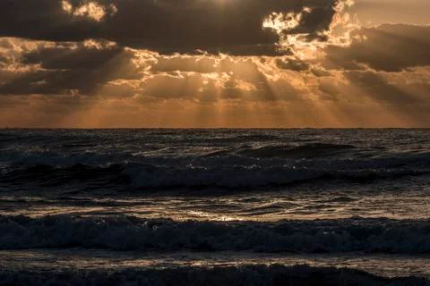 View of sunset on the sea Stock Photos