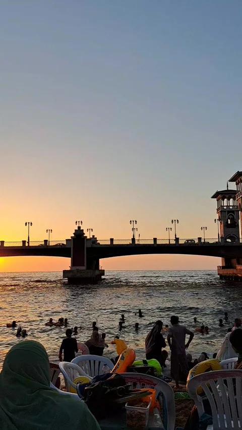 View of the sunset at Stanley Bridge Stock Footage 278096314