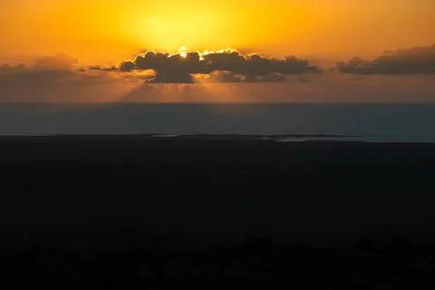 View at sunset from the top of a volcano Stock Photos