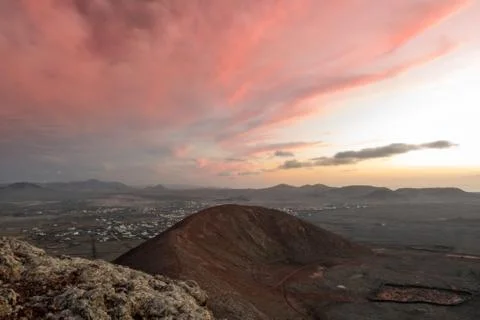 View at sunset from the top of a volcano Foto stock