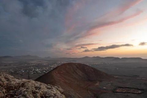 View at sunset from the top of a volcano Foto stock
