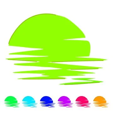 View sunset vector cartoon graphic Stock Illustration