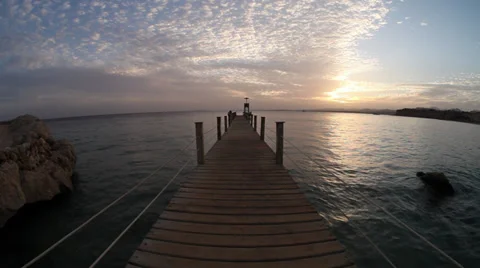 View of the sunset from a wharf in El Fanar, Sharm El Sheikh, Egypt Stock Footage 39232875