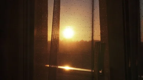 View of the sunset from the window Stock Footage 97906979