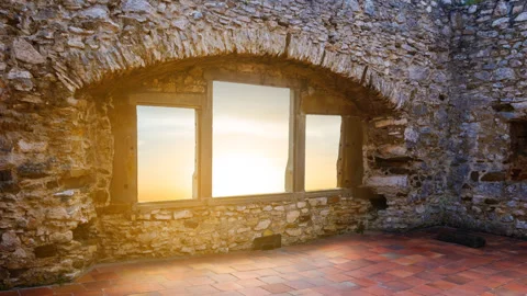 View to the sunset from window Stock Footage 344527680
