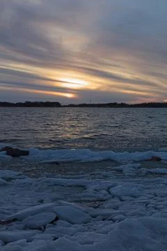 View of sunset in winter. Stock Photos