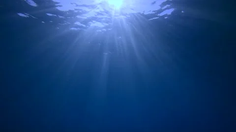 View of sunshine with ripples on waves surface from the deep, slow motion Stock Footage 255110585
