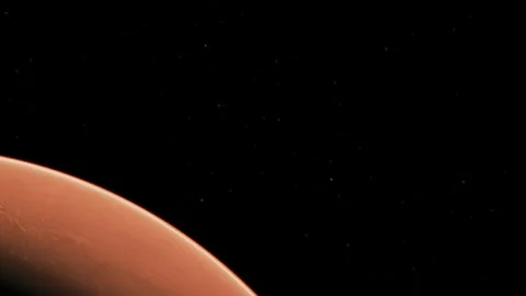 View of the surface of Mars from space showing the planet and stars Stock Footage 343510343