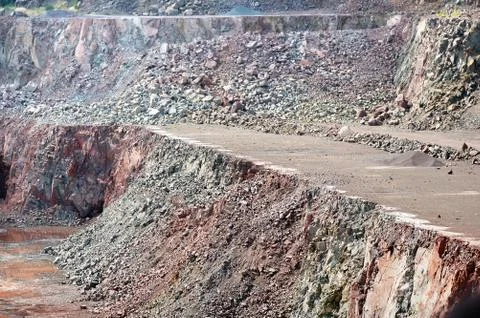 View in a surface mine quarry Stock Photos