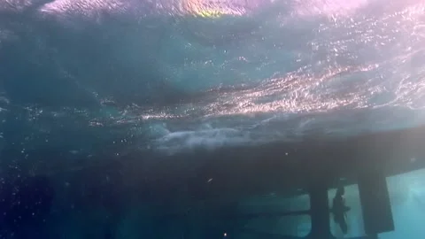 View of surface of water surface and beautiful sun glare underwater. Stock Footage 235789056