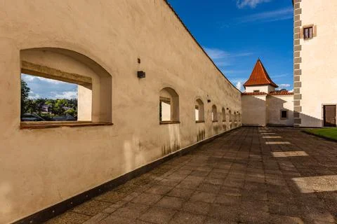 View of the surrounding wall of the castle Stock Photos
