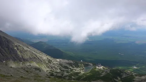 View of the surroundings of the High Tatras in the clouds Stock Footage 278418012