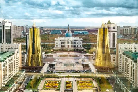 View from survey platform of Bayterek Tower president's residence Ak Orda Stock Photos