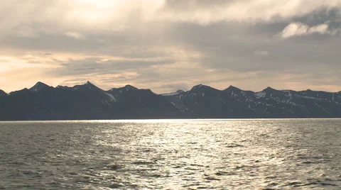 View to Svalbard with floating vessel Stock-Footage 63115595