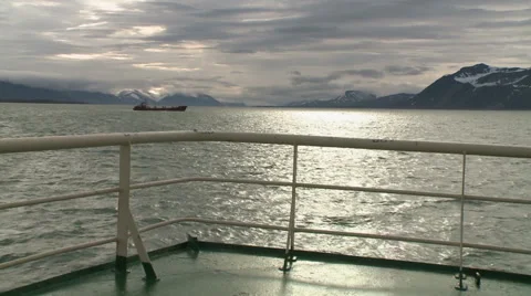 View to Svalbard with floating vessel Video stock 63115646