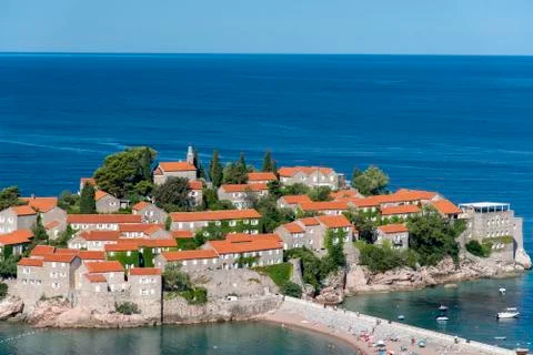 View Of Sveti Stefan Sea Islet (Montenegro) Stock Photos