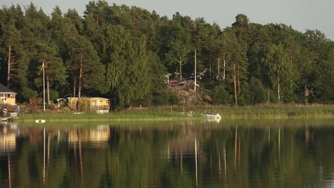 View of the Swedish archipelago a summer day Stock Footage