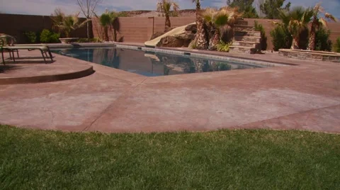 View of swimming pool in resort Stock Footage 55571751