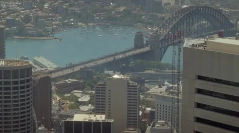 A view of the Sydney Harbour bridge from the Sydney Tower Eye Stock Footage 59131958